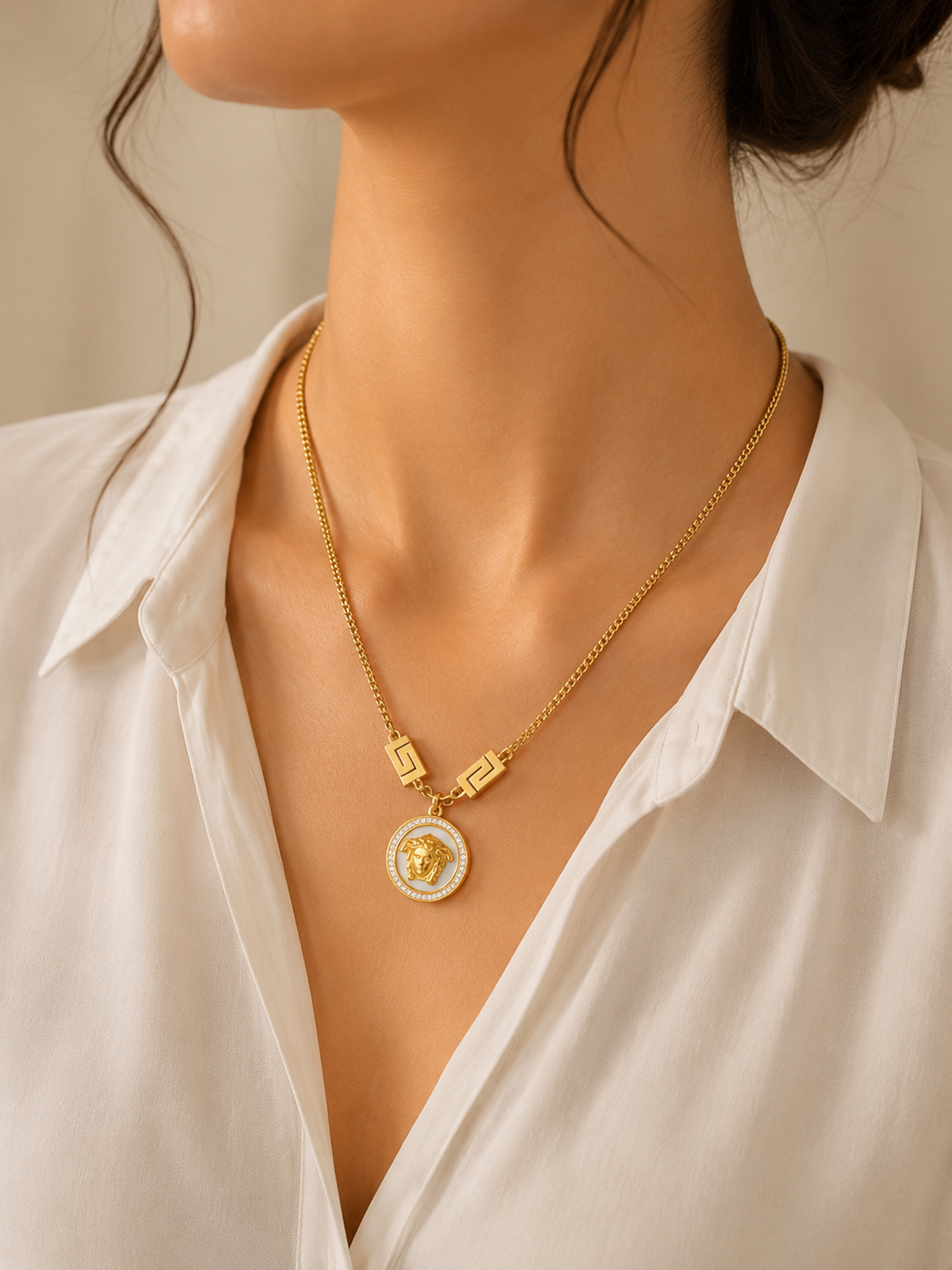 Versace Medusa Necklace – Black & White