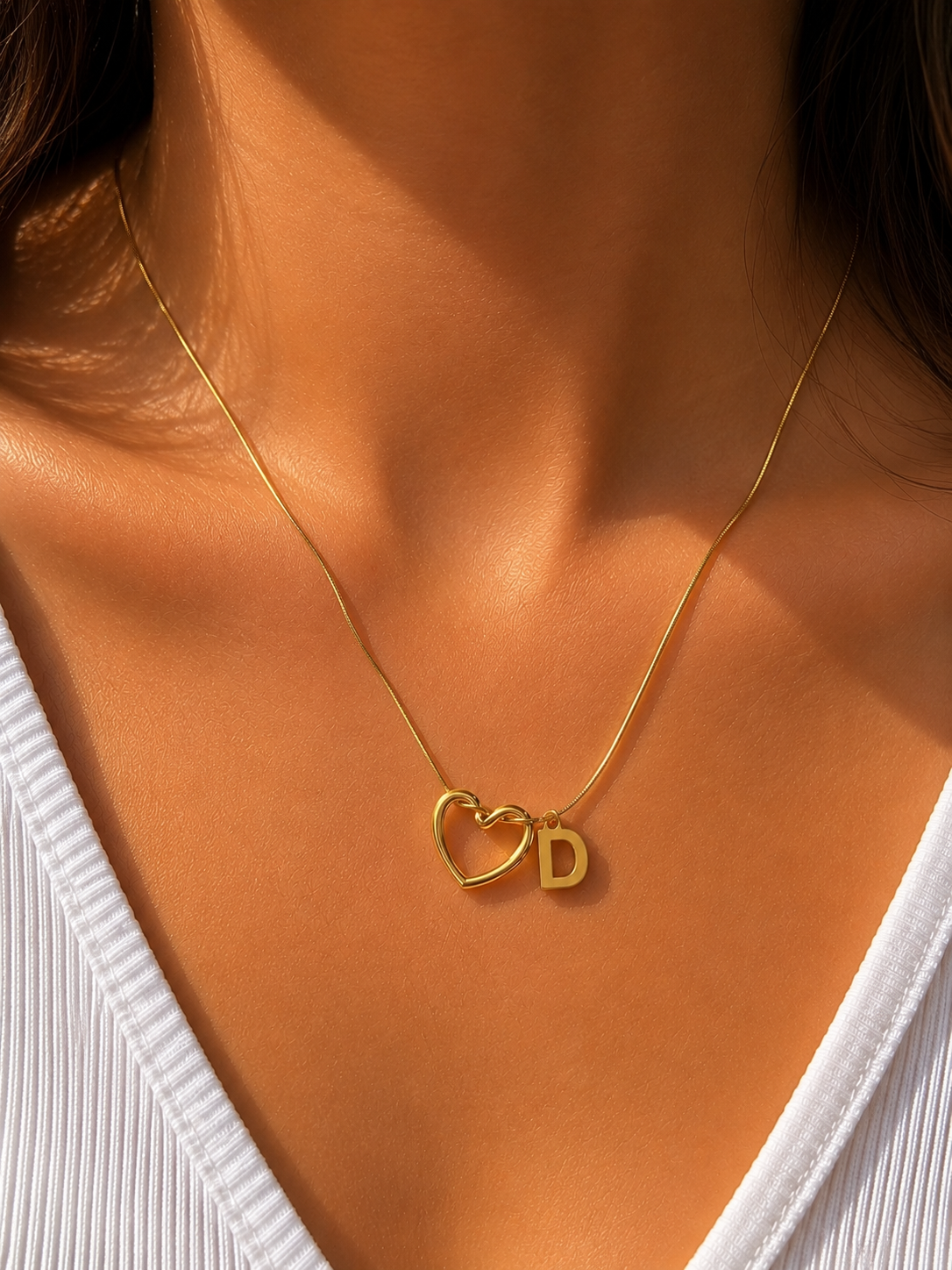 Open Heart Initial Necklace