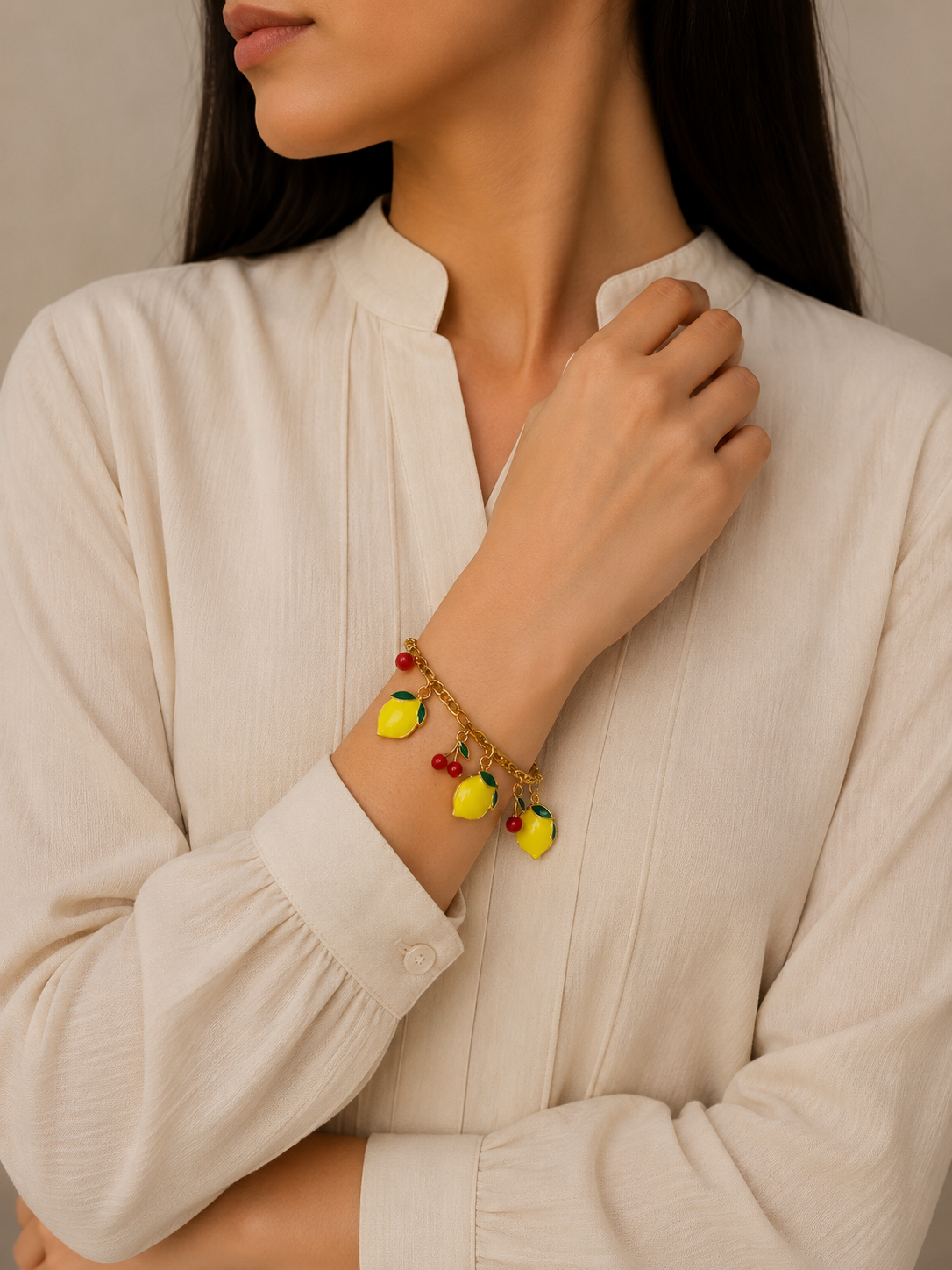 Lemon & Cherry Charm Bracelet