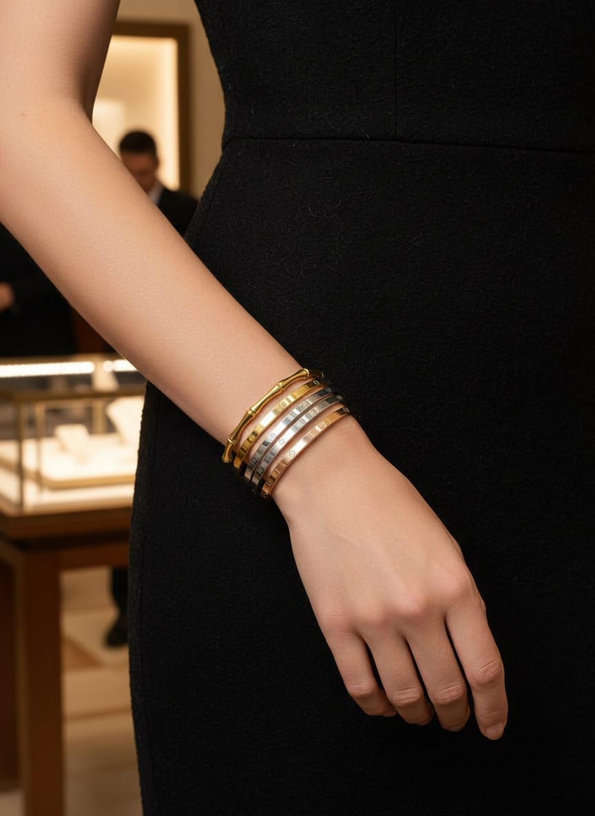 Triple Screw Bangle Set