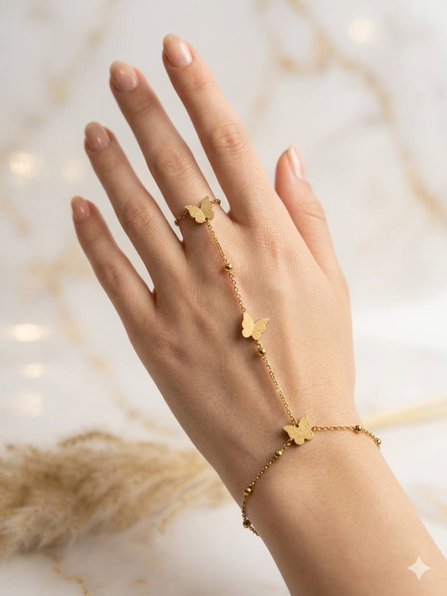 Golden Butterfly Hand Chain