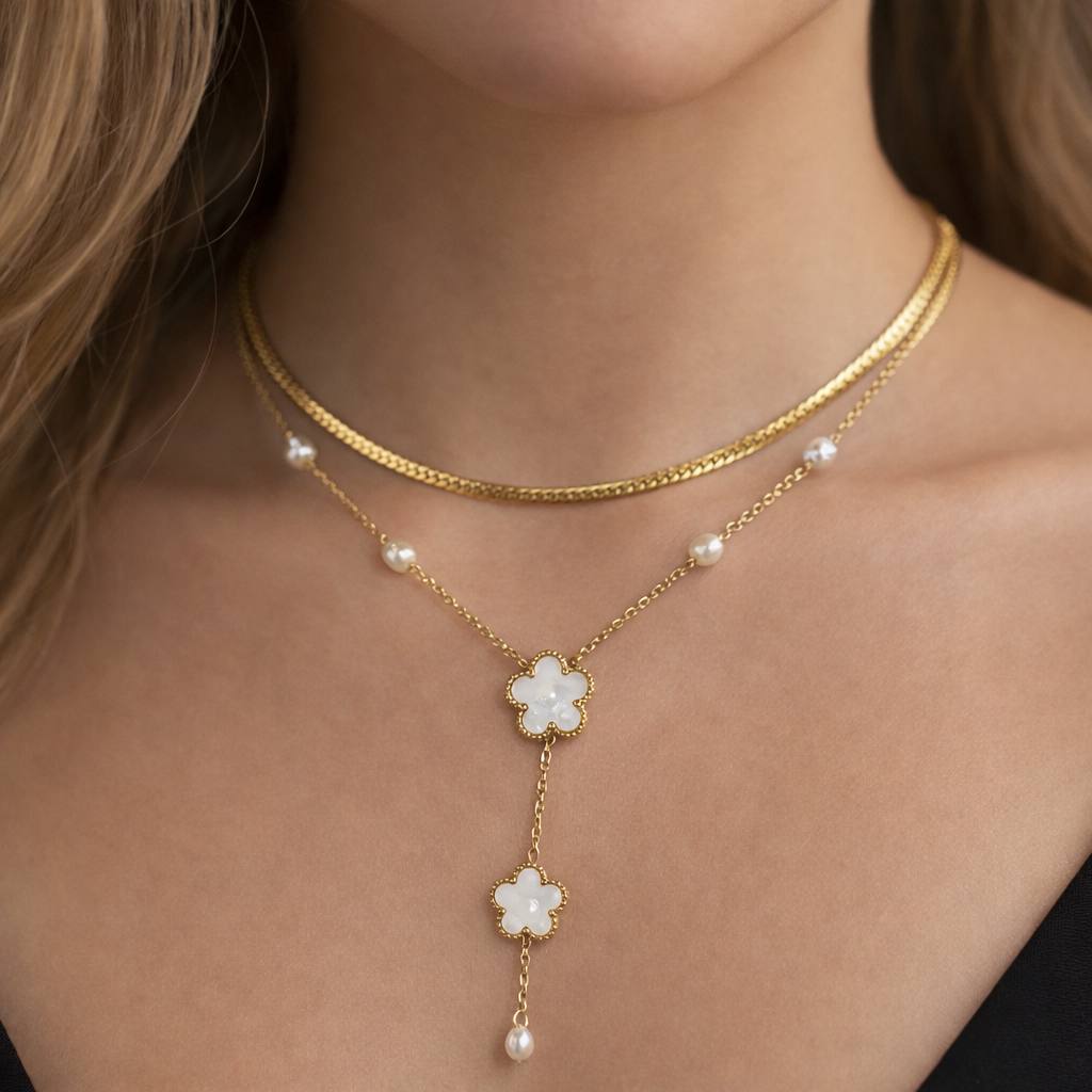 Pearl Blossom Layered Necklace