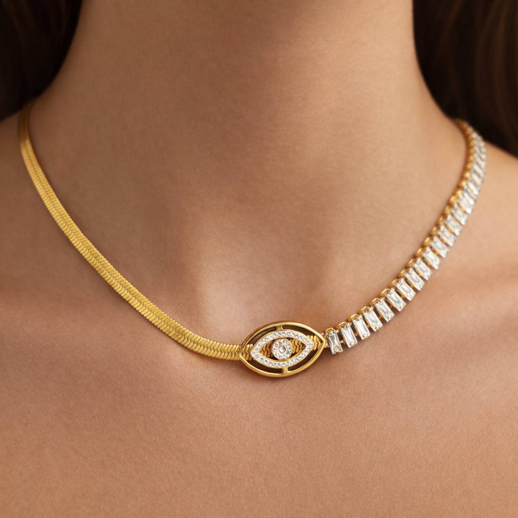 Half Tennis Snake Necklace