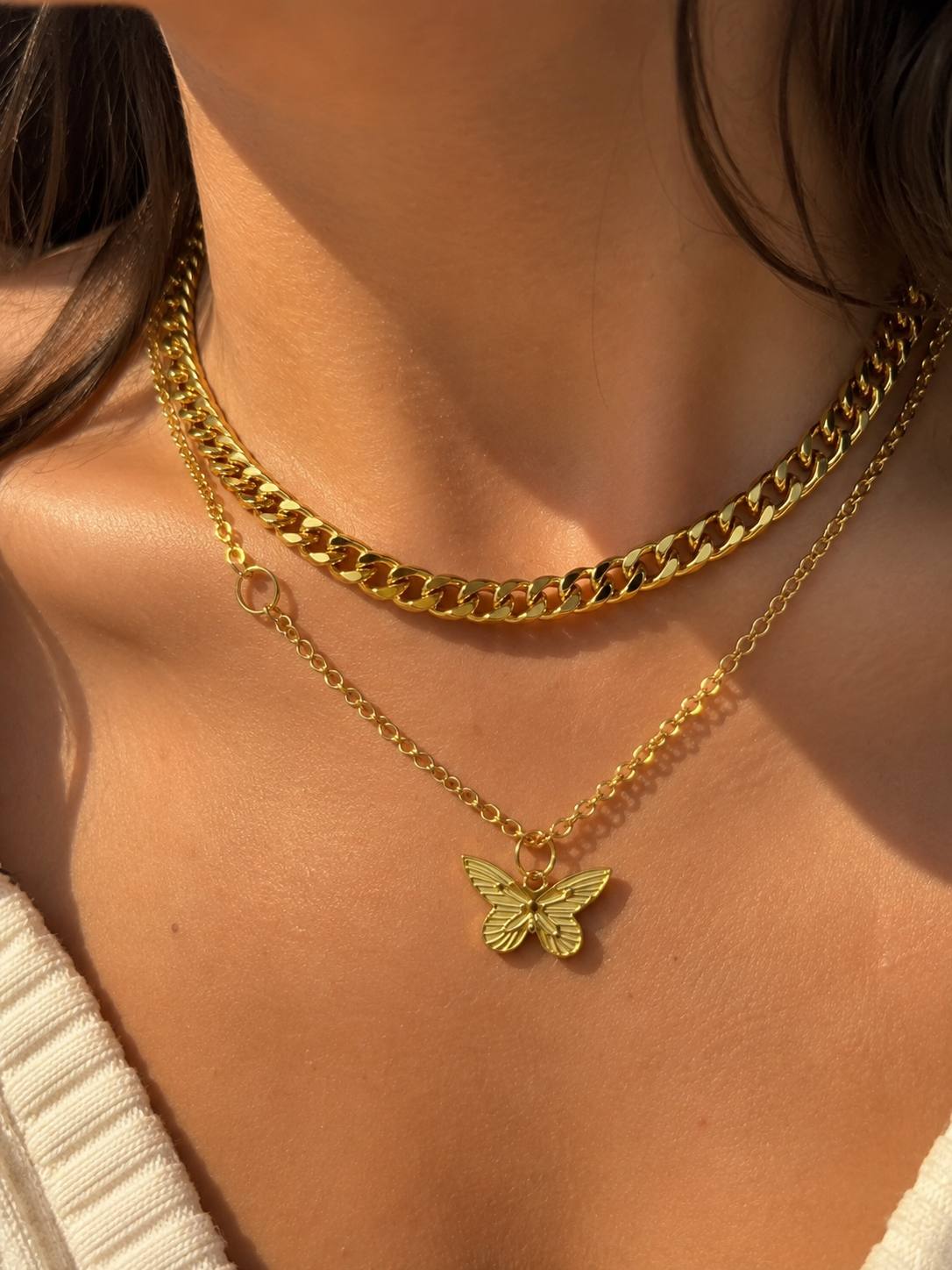 Double Layer Butterfly Necklace