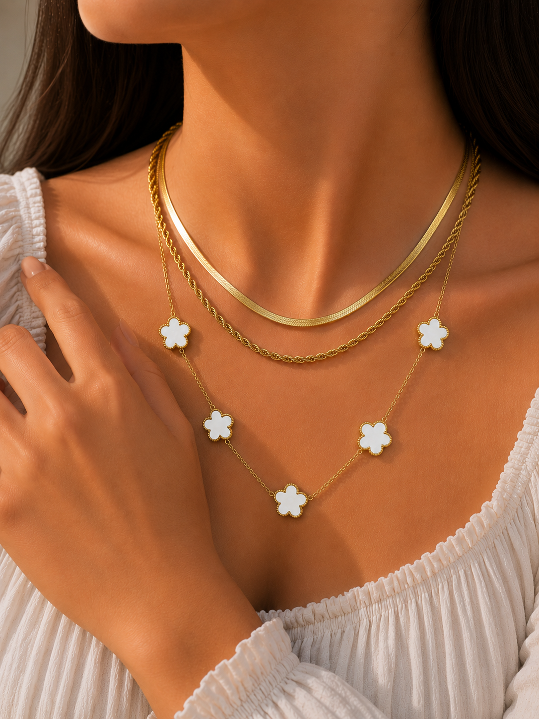 Van Cleef Clover Layered Necklace