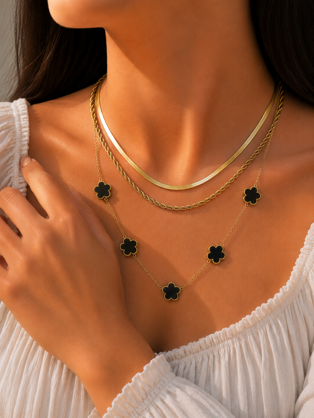 Van Cleef Clover Layered Necklace