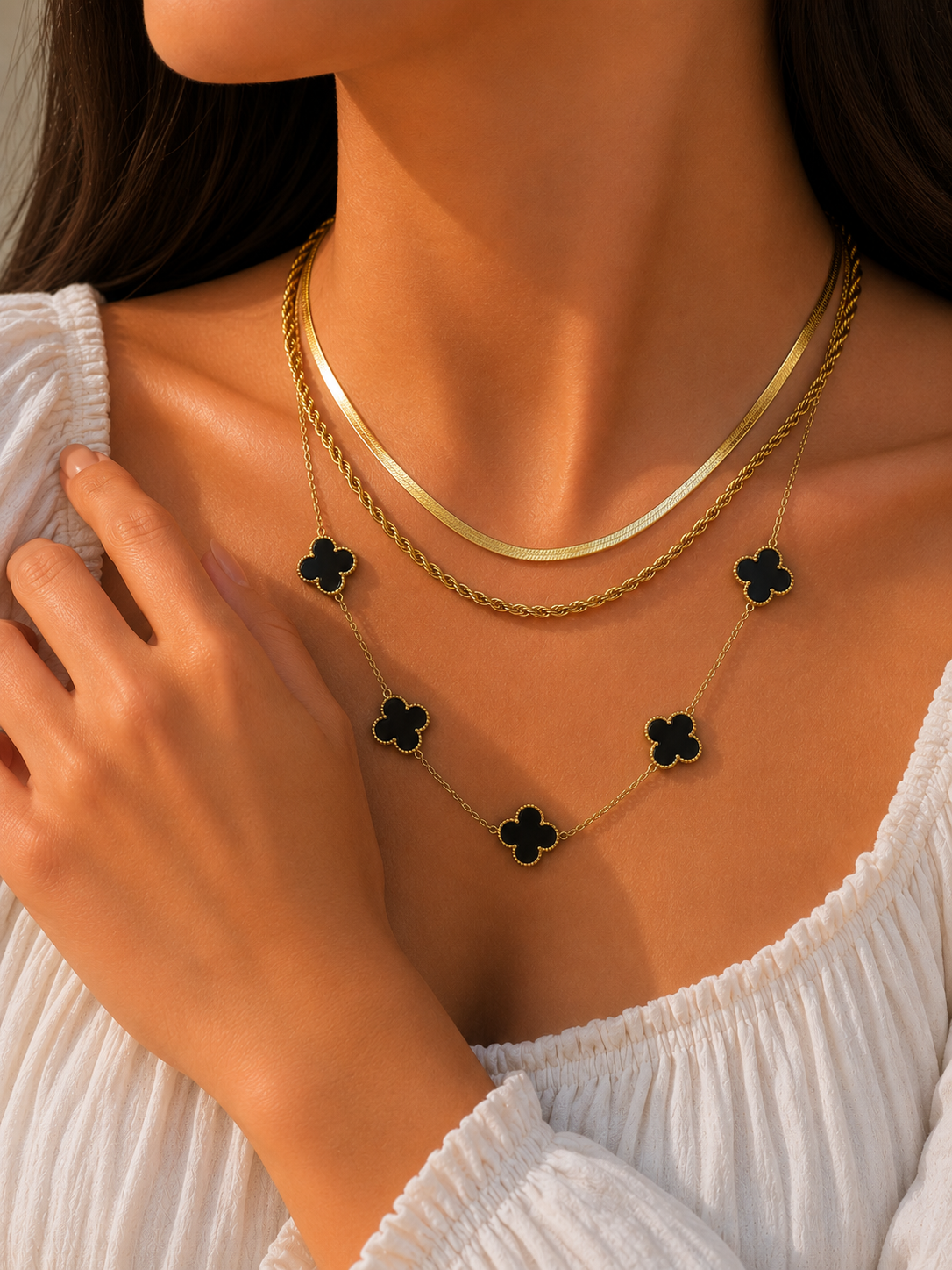 Van Cleef Clover Layered Necklace