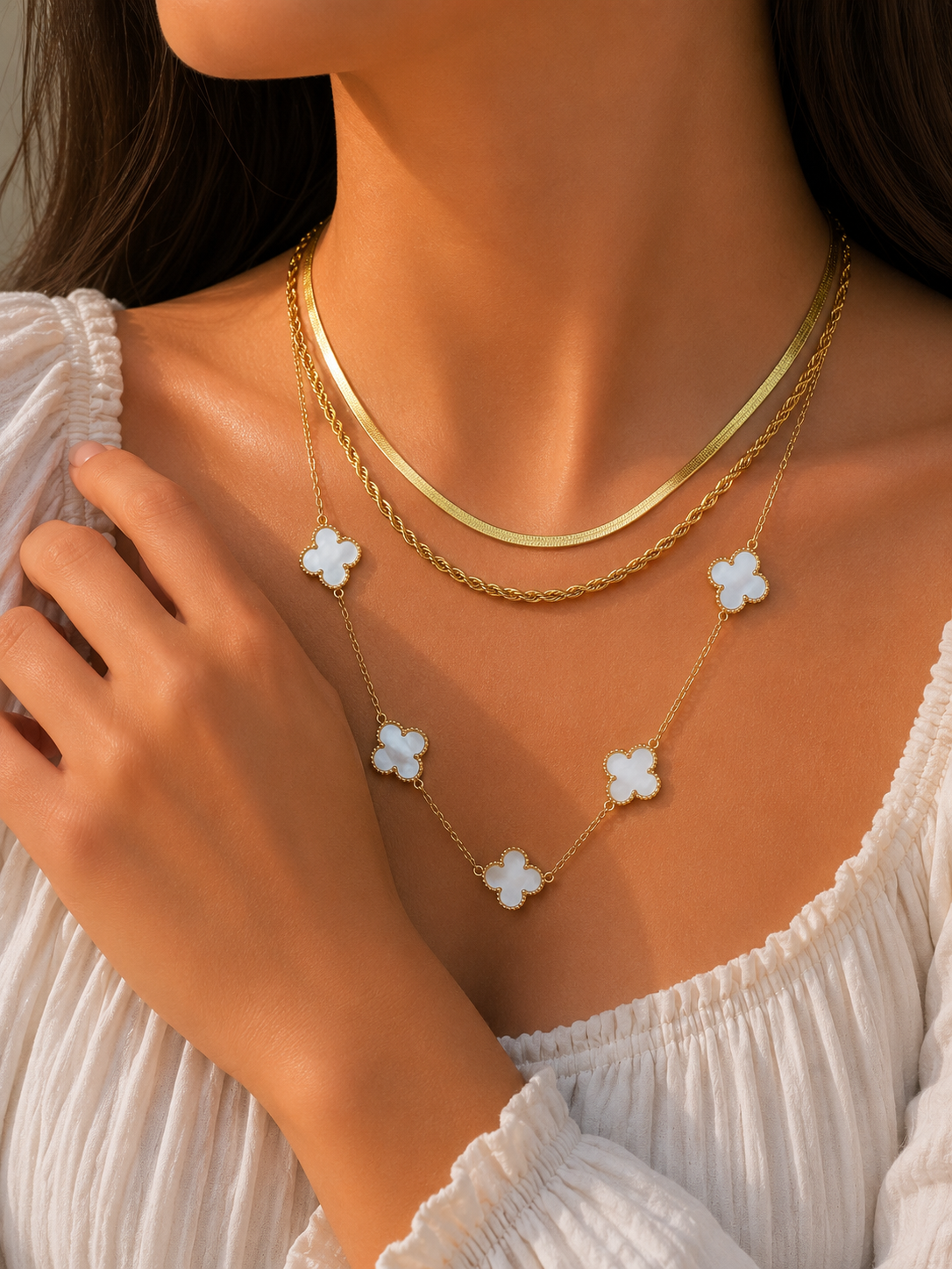 Van Cleef Clover Layered Necklace
