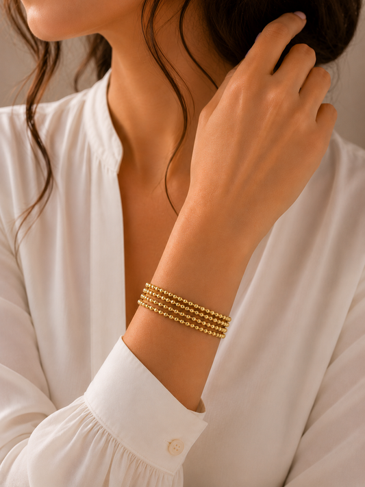 Golden Beaded Layered Bracelet