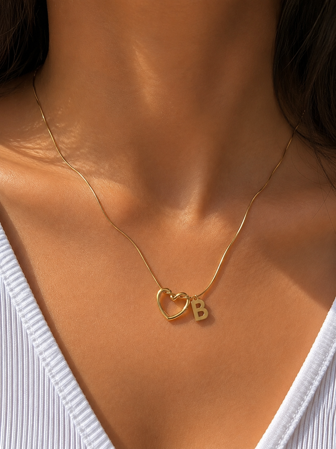 Open Heart Initial Necklace