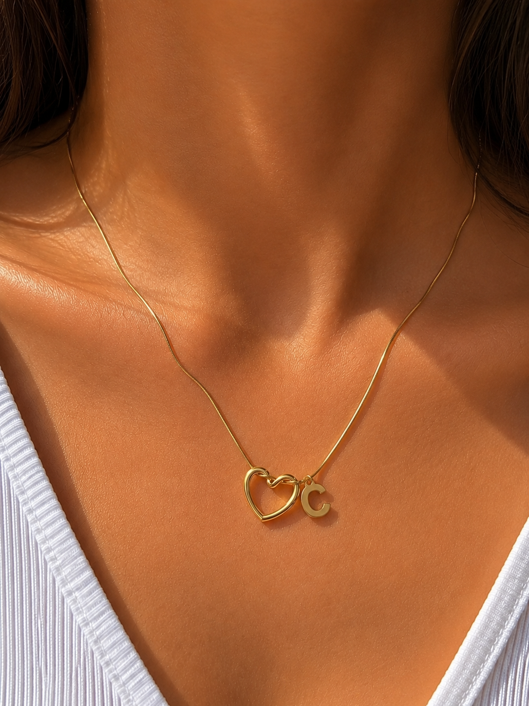 Open Heart Initial Necklace