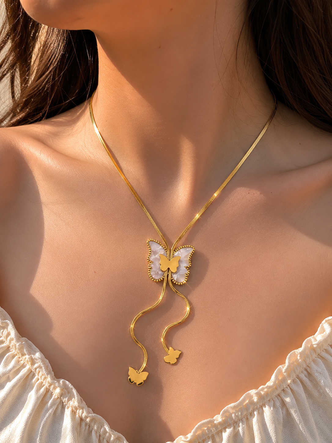 Heart Drop Lariat Necklace