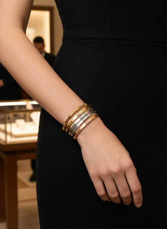 Triple Screw Bangle Set
