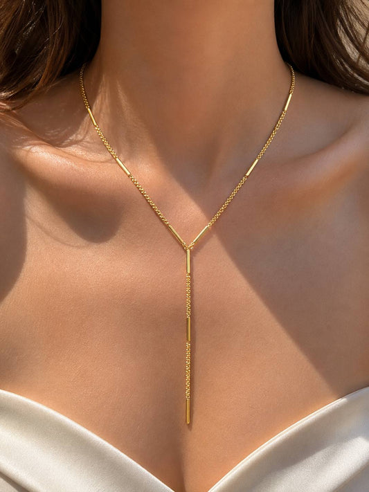 Minimal Bar Y-Drop Necklace