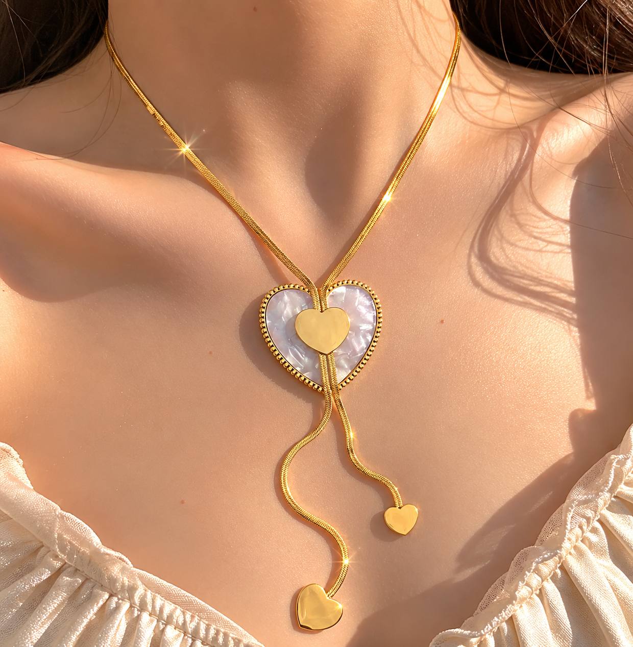 Heart Drop Lariat Necklace