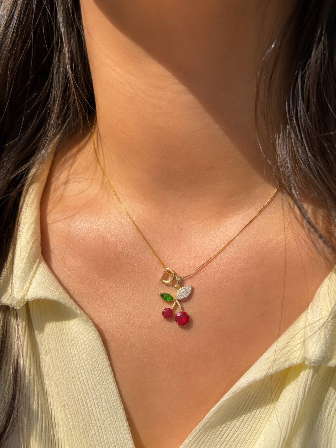 Cherry Initial Necklace