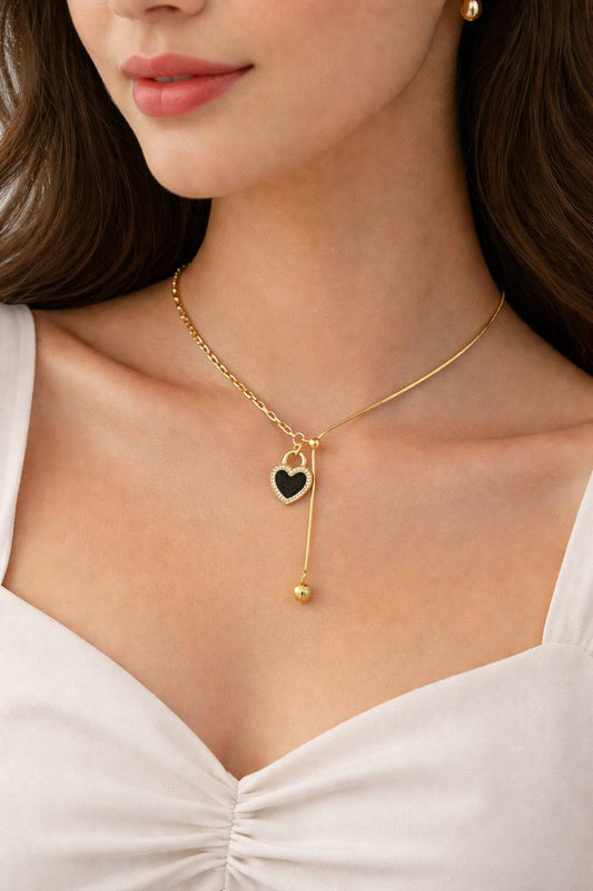 Two-Tone Heart Drop Necklace