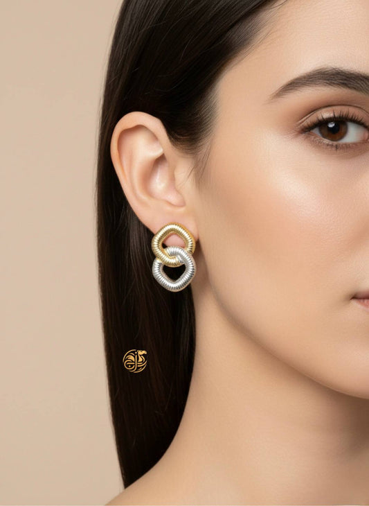 Interlocking Two-Tone Link Earrings