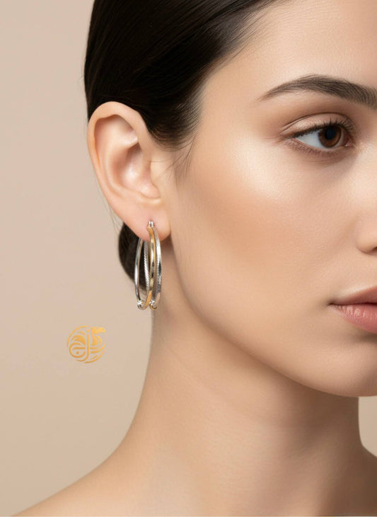 Triple Two-Tone Hoop Earrings