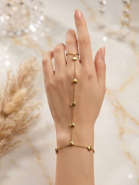 Golden Hearts Hand Chain