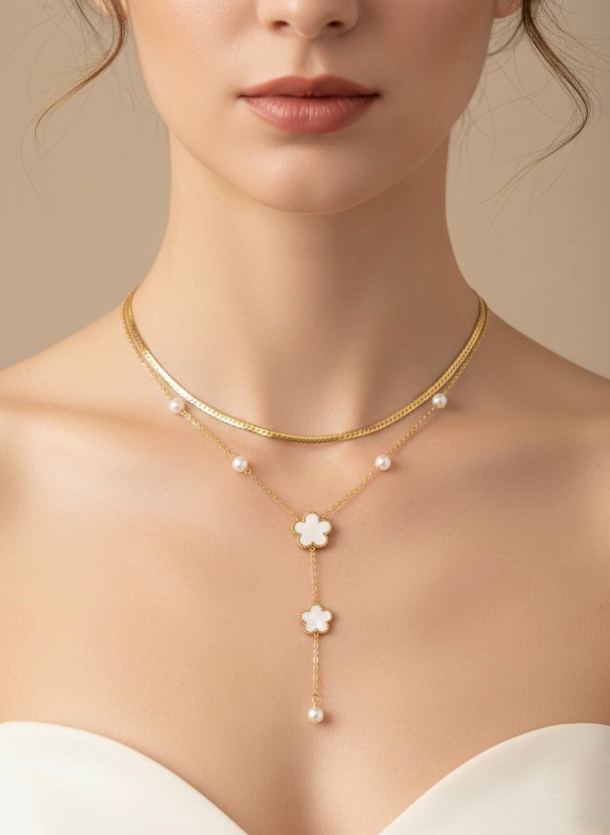 Pearl Blossom Layered Necklace