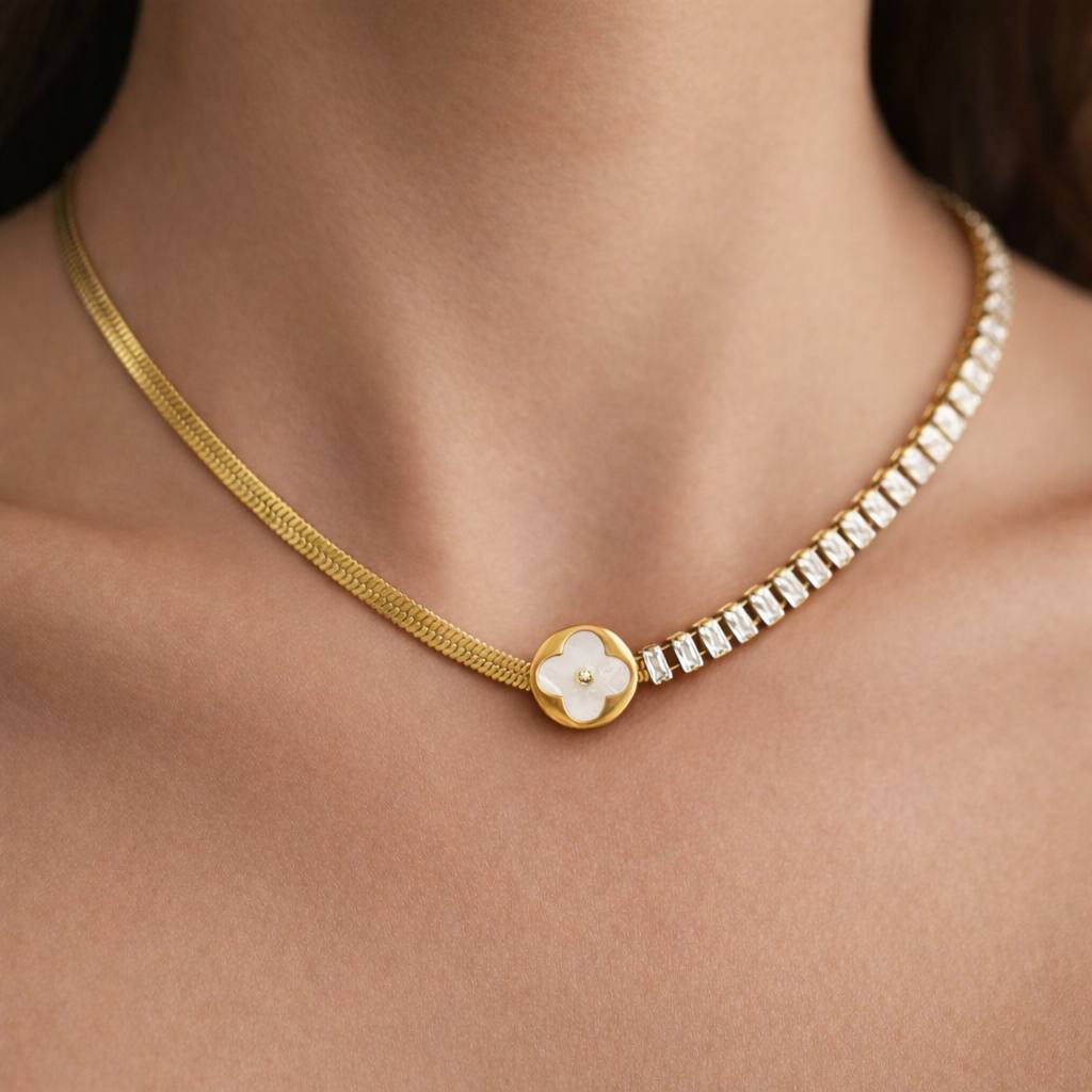 Half Tennis Snake Necklace