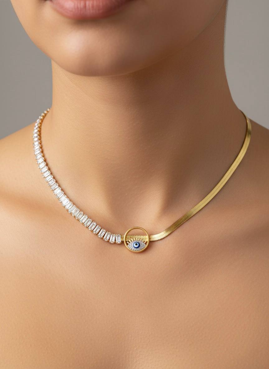 Half Tennis Snake Necklace
