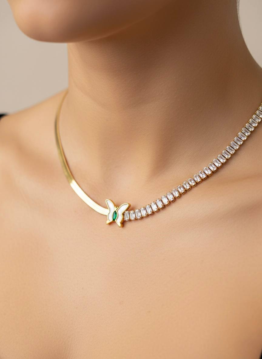Half Tennis Snake Necklace