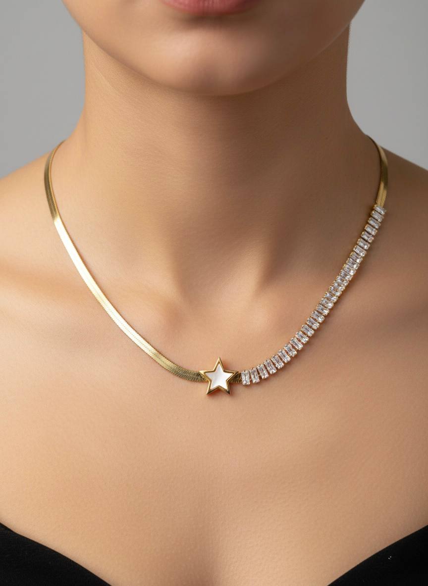 Half Tennis Snake Necklace