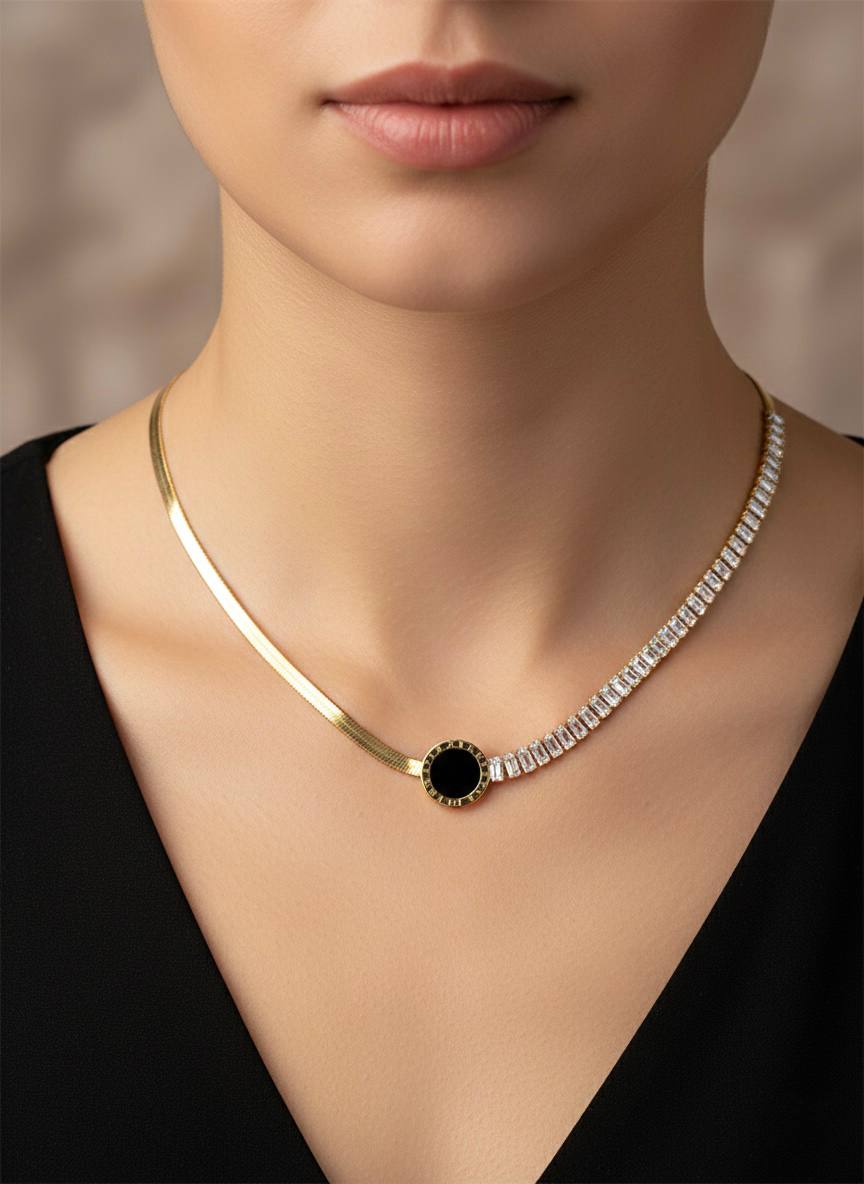 Half Tennis Snake Necklace