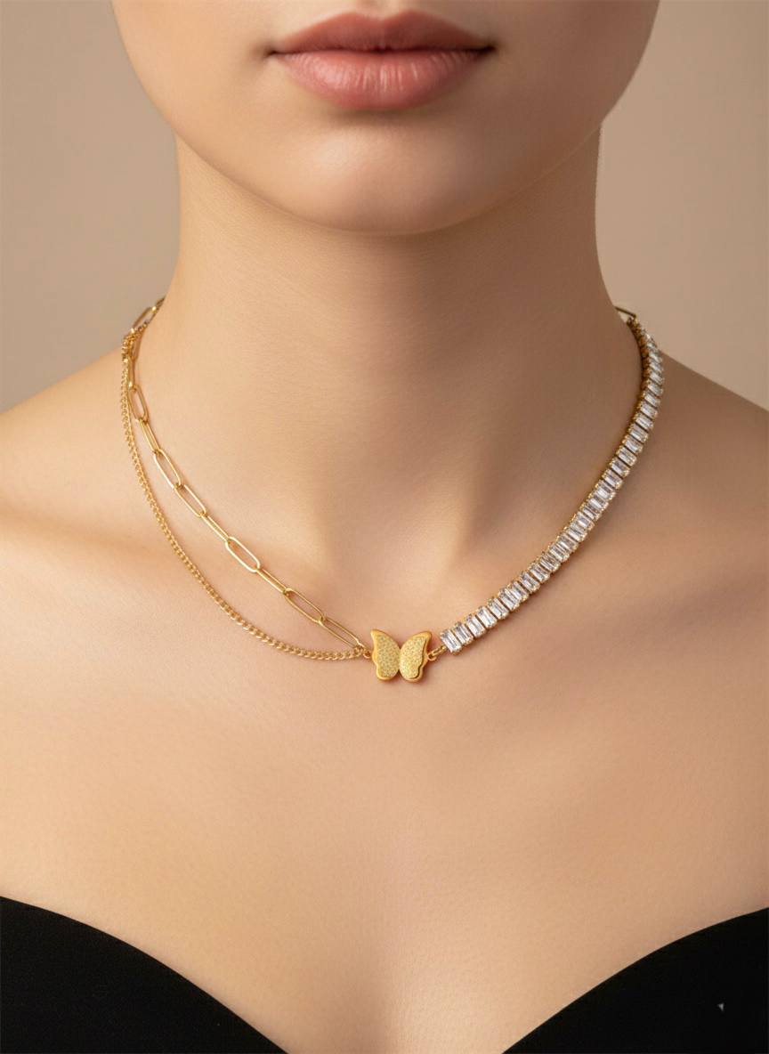 Half Tennis Snake Necklace