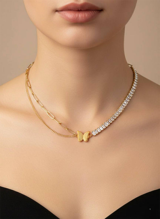 Half Tennis Snake Necklace