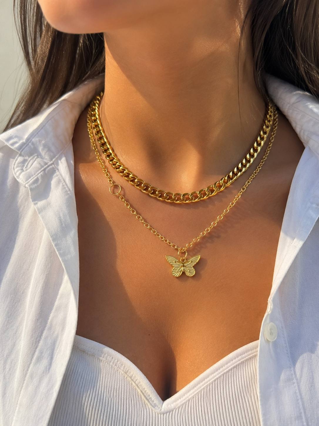 Double Layer Butterfly Necklace